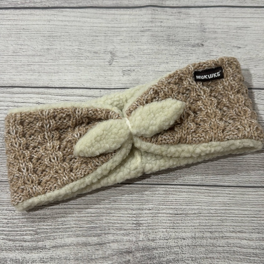 Muk Luks Brown and Cream Knit Headband